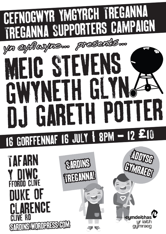 Cefnogwyr Ymgyrch Treganna Caerdydd: Gig gyda Meic Stevens, Gwyneth Glyn, DJ Gareth Potter